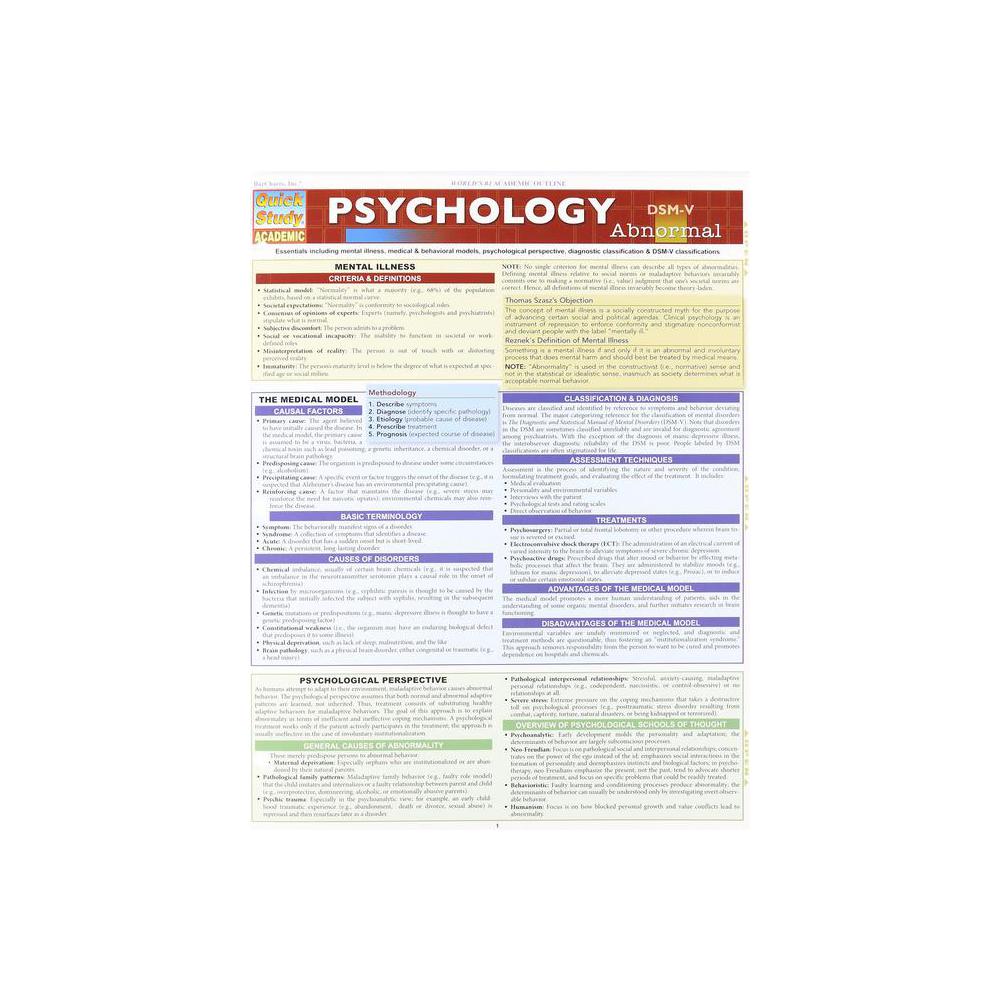 Barchart, Study Guide, Psychology Abnormal